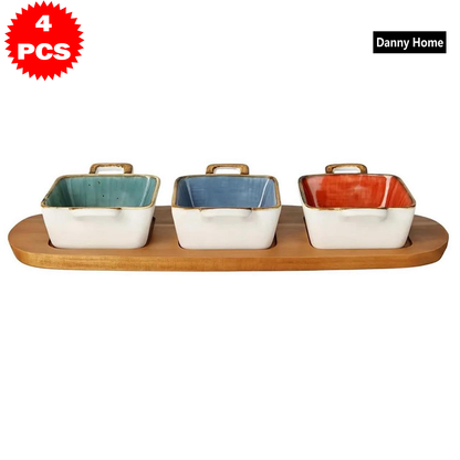 طقم تقديم وصينية خشبية