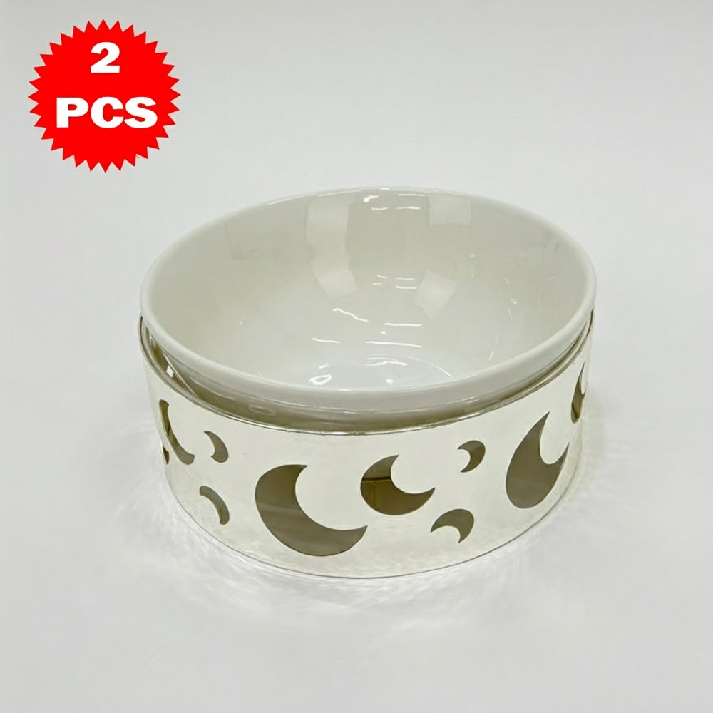 22.7CM طقم وعاء تقديم مع حامل معدني كبير