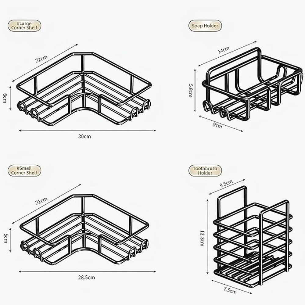 منظم حمام زاوية بدون حفر من 4 قطع