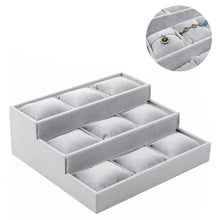 صندوق مع حامل مخمل للأساور والساعات 3 طبقات