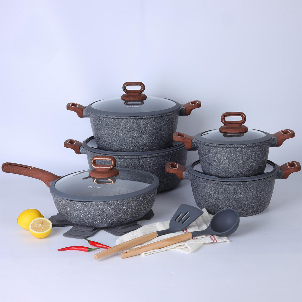 مجموعة أواني طهي من الجرانيت 15 قطعة