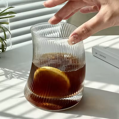 طقم أكواب زجاجية بنقوش طولية 4 قطع (325 مل)