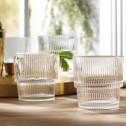 طقم أكواب زجاجية منقوشة