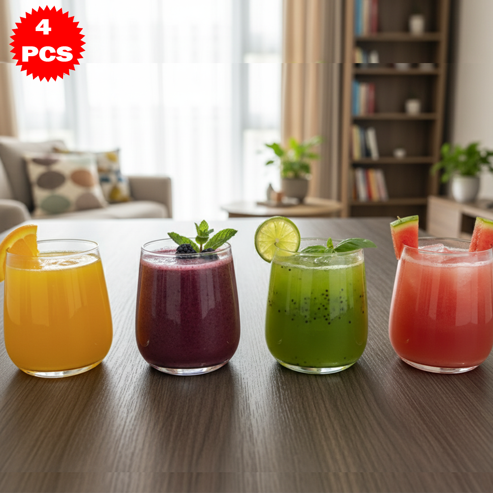 طقم أكواب زجاجية شفافة بيضوية