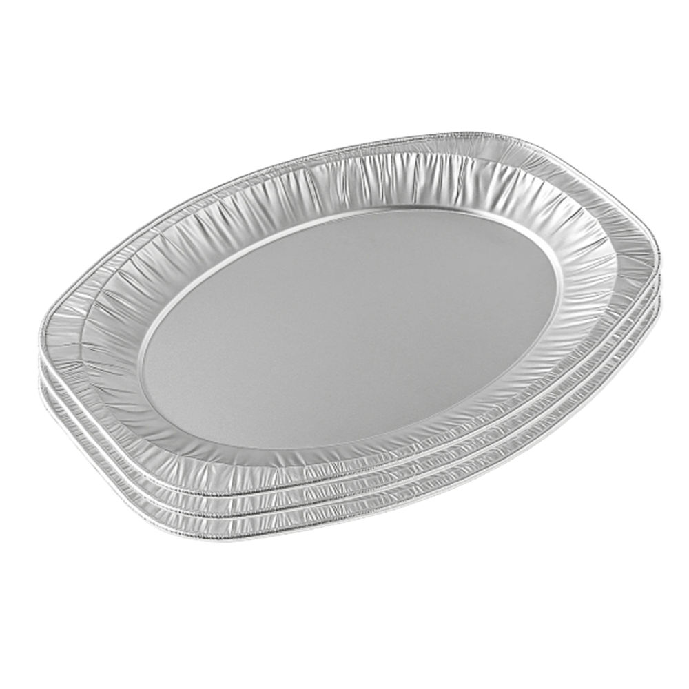 طبق تقديم ألمنيوم بيضاوي
