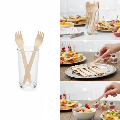 شوك خشبية للاستخدام مرة واحدة - 100 قطعة