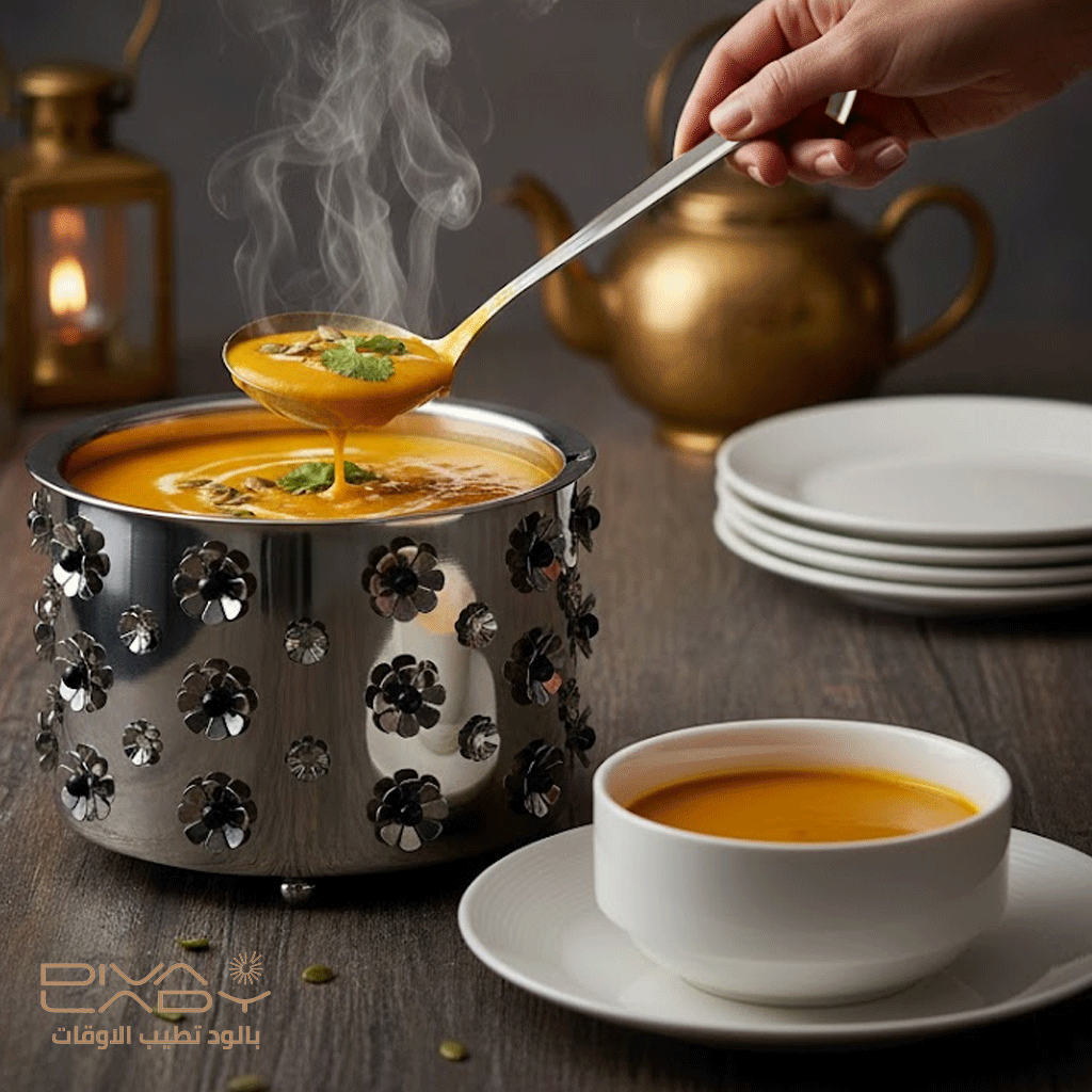 وعاء شوربة معدني بزخارف