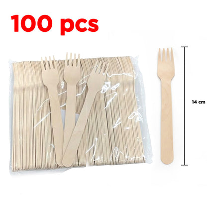 شوك خشبية للاستخدام مرة واحدة - 100 قطعة