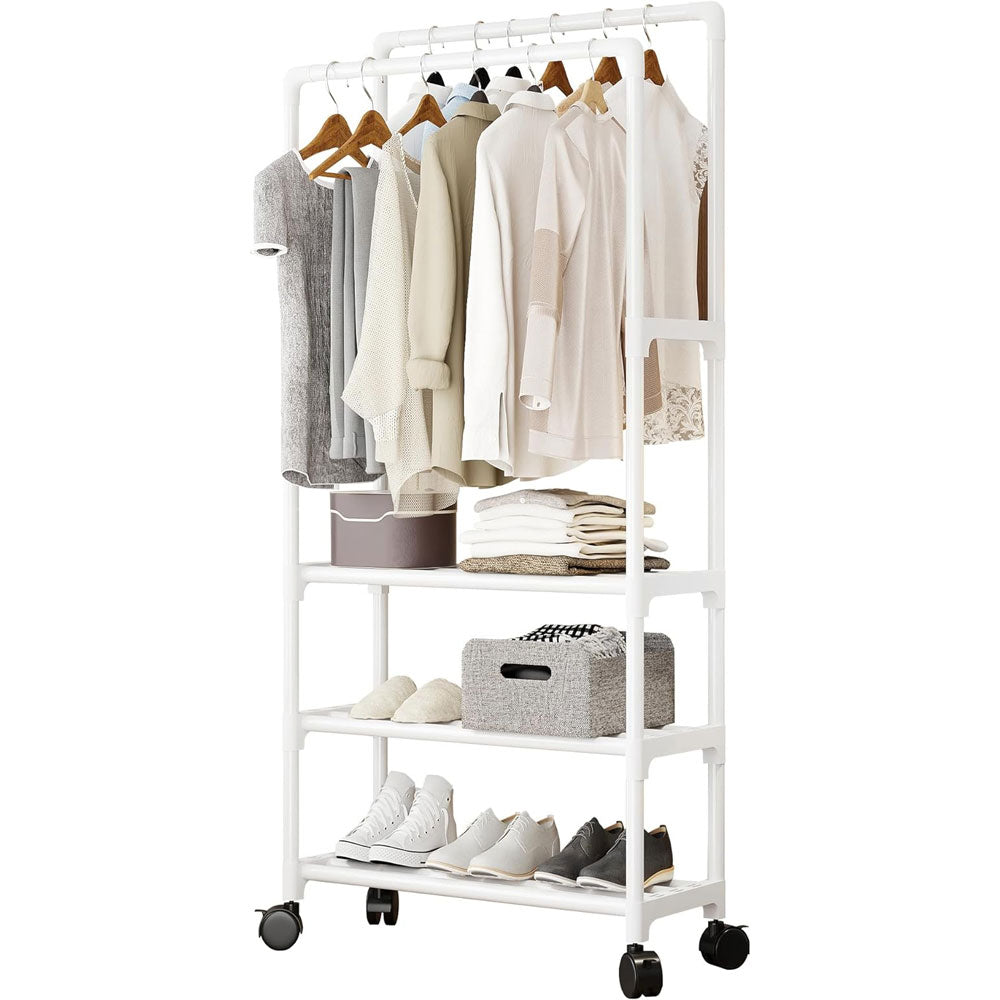 Clothes rack on wheels with 3 layers