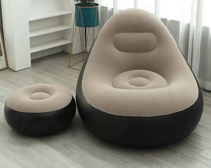 كرسي استرخاء قابل للنفخ اليدوي مع وسادة قدم