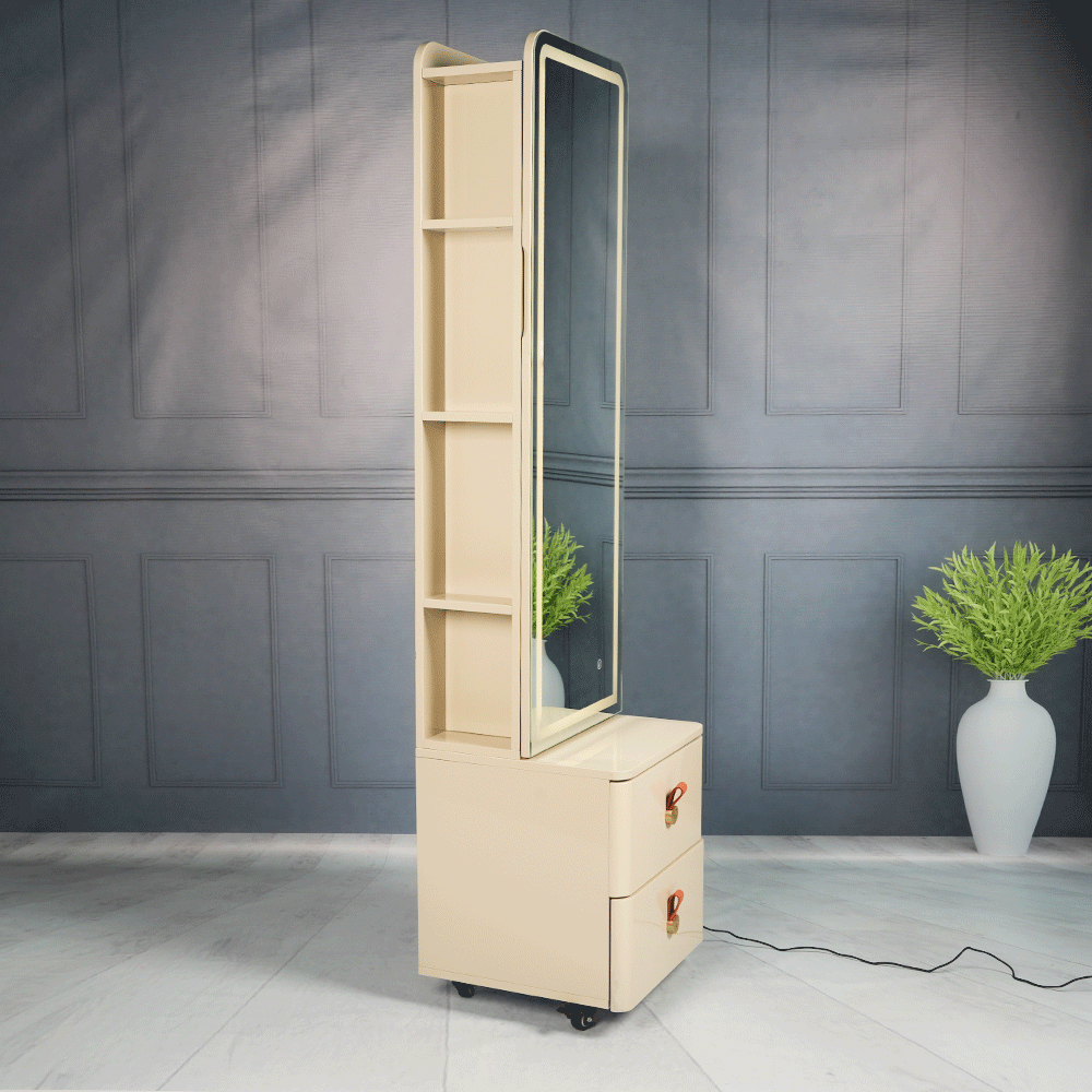 خزانة مع علاقات وأرفف وأدراج