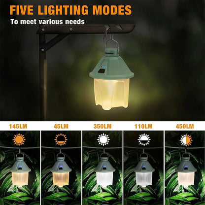 ‏فانوس تخييم LED قابل لإعادة الشحن 450