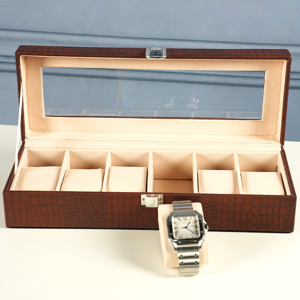 صندوق ساعات جلدي فاخر