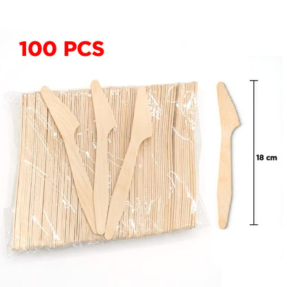 شوك خشبية للاستخدام مرة واحدة - 100 قطعة