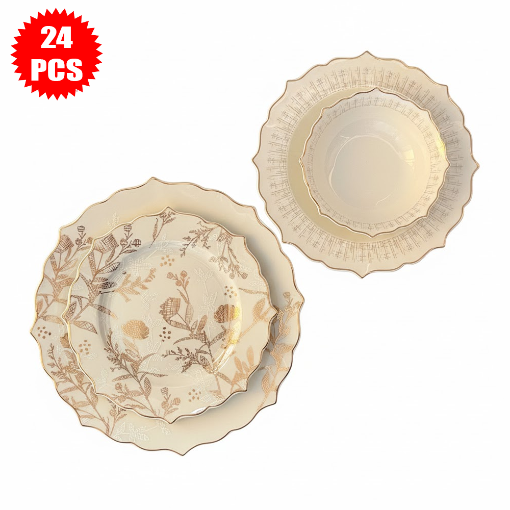 طقم أطباق مائدة فاخر 24 قطعة