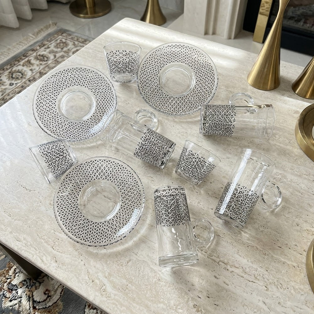 طقم استكانة وفنجان 18 قطعة