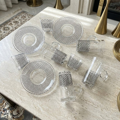 طقم استكانة وفنجان 18 قطعة