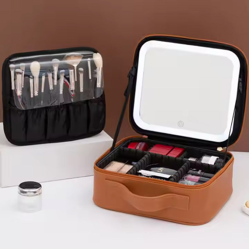 حقيبة مستحضرات التجميل مع مرآة