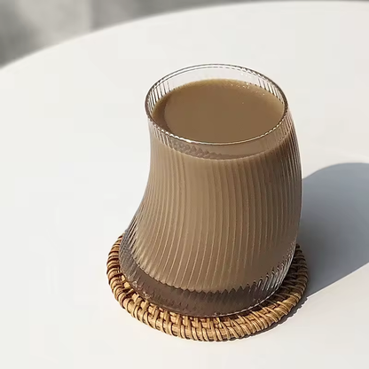 طقم أكواب زجاجية بنقوش طولية 4 قطع (325 مل)