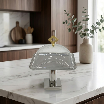 طبق تقديم كيك بغطاء صغير