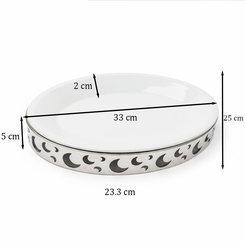 33x25 طبق تقديم صغير سيراميك مع حامل معدني