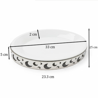 33x25 طبق تقديم صغير سيراميك مع حامل معدني