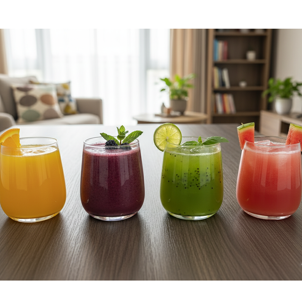 طقم أكواب زجاجية شفافة بيضوية