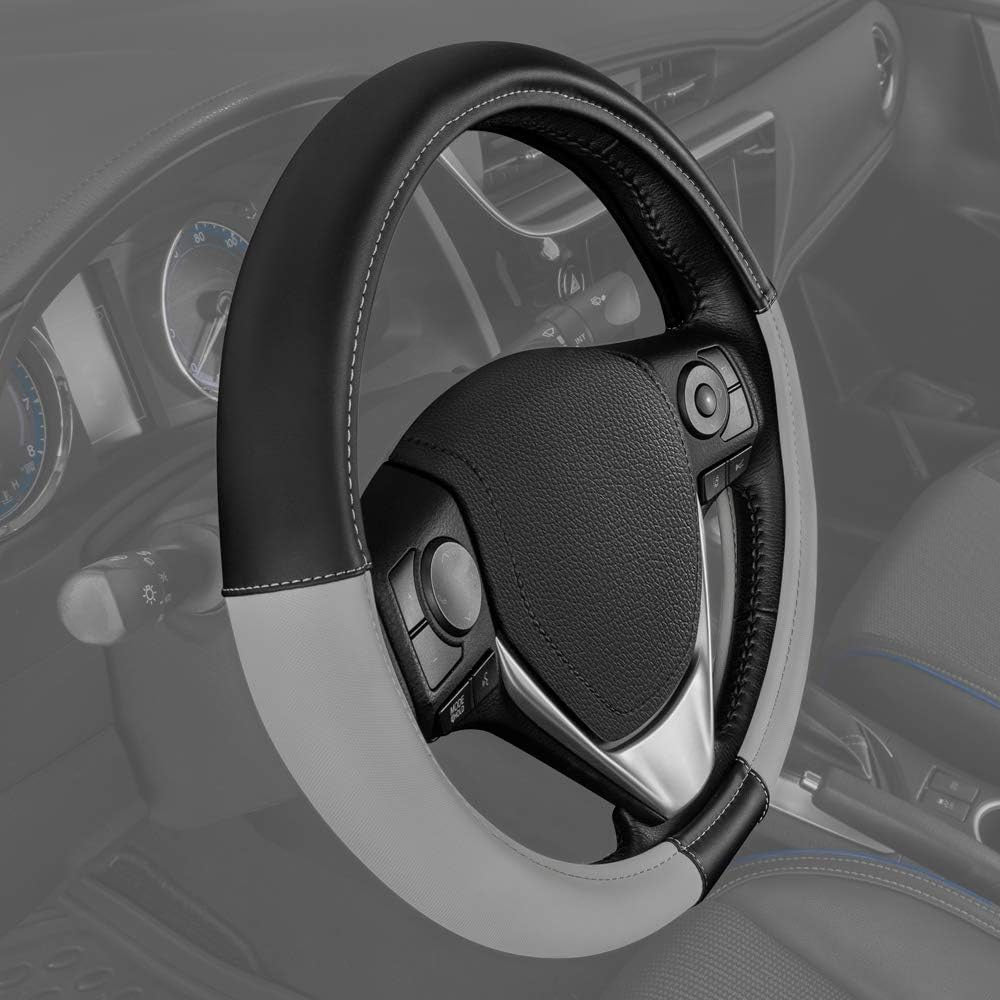 غطاء عجلة القيادة أسود+رمادي فاتح