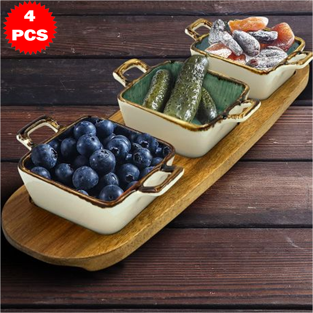 طقم تقديم وصينية خشبية