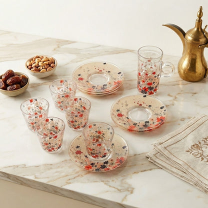 طقم استكانة وفنجان 18 قطعة