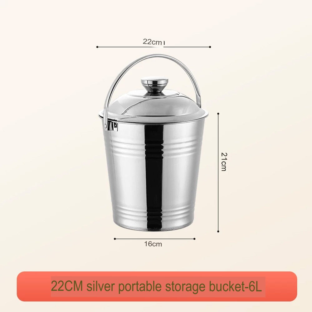 دلو تخزين بغطاء ومقبض