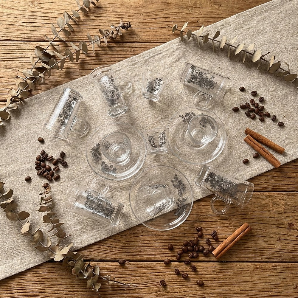 طقم استكانة وفنجان 18 قطعة