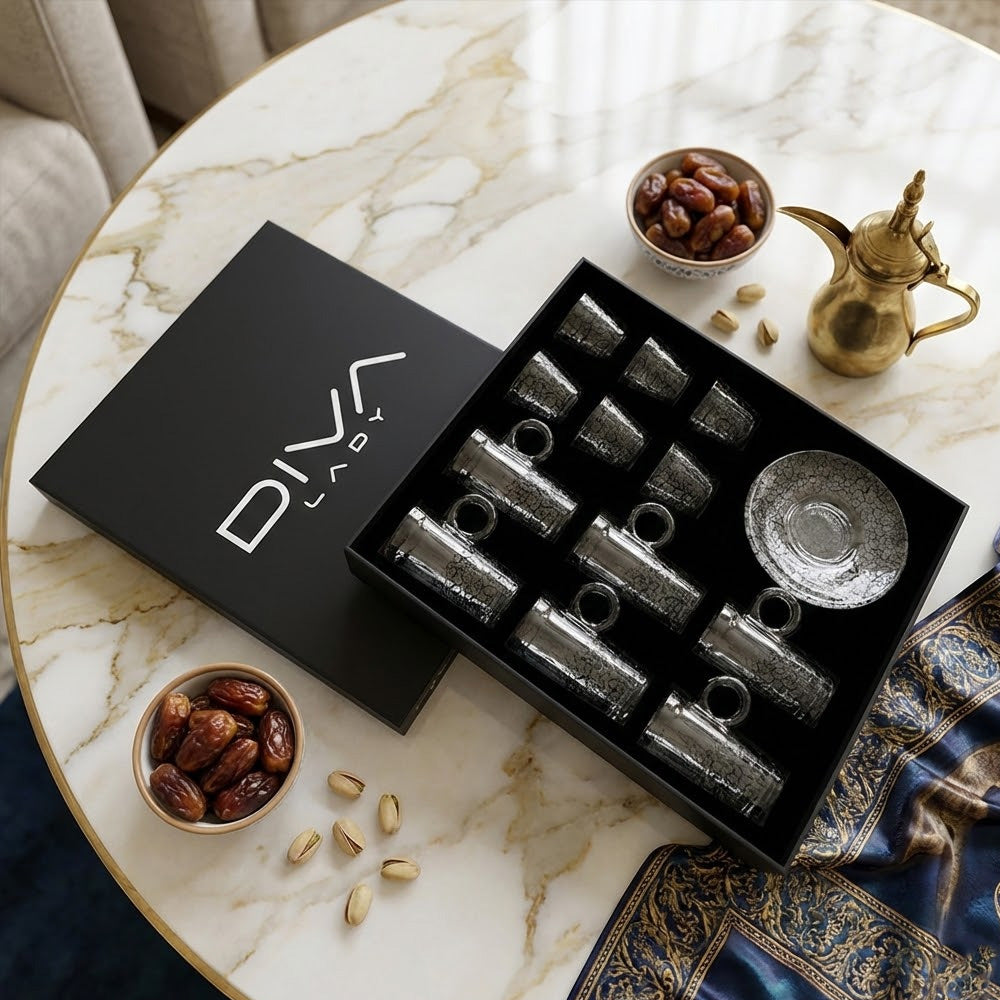 طقم استكانة وفنجان 18 قطعة