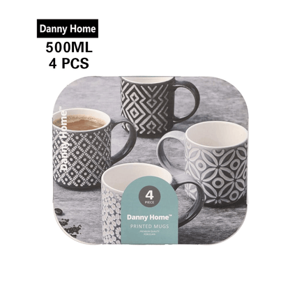 طقم أكواب بورسلين مطبوعة