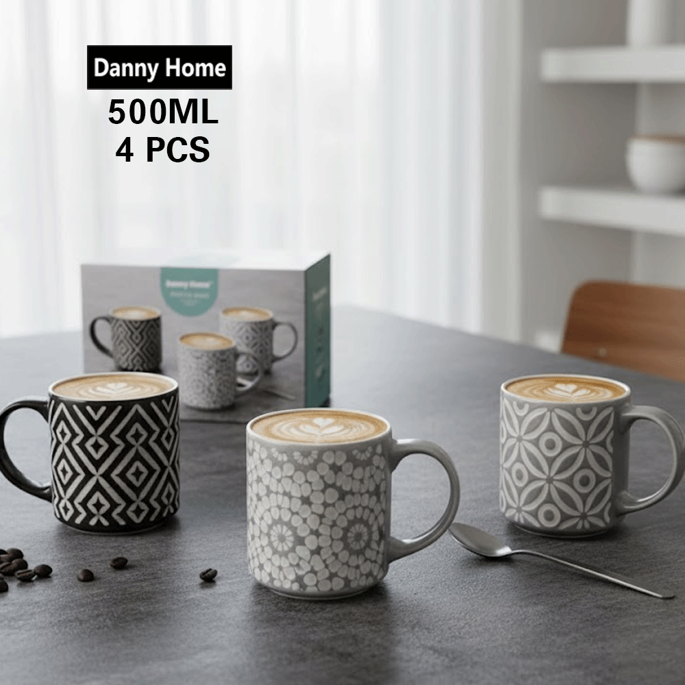 طقم أكواب بورسلين مطبوعة