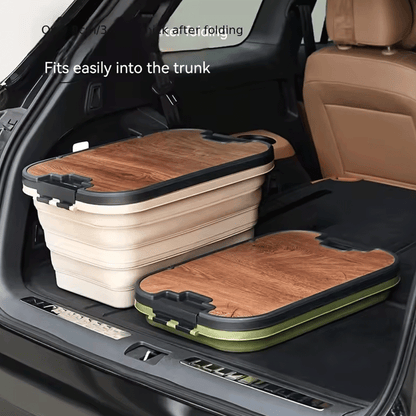 سلة  مع طاولة خشبية