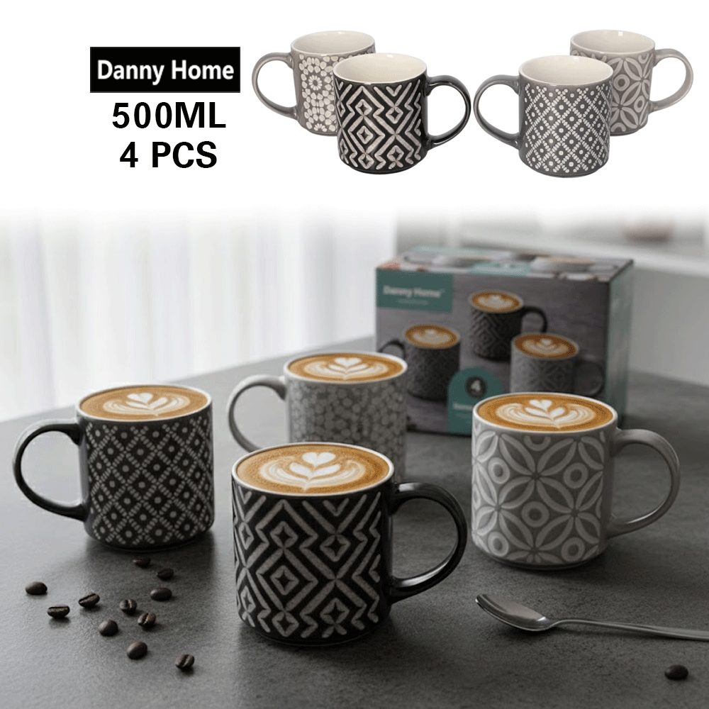 طقم أكواب بورسلين مطبوعة