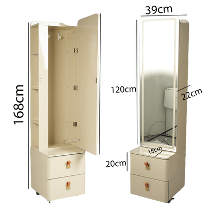 خزانة مع علاقات وأرفف وأدراج