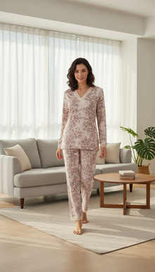 بيجامة نسائي مزهرة انيقة