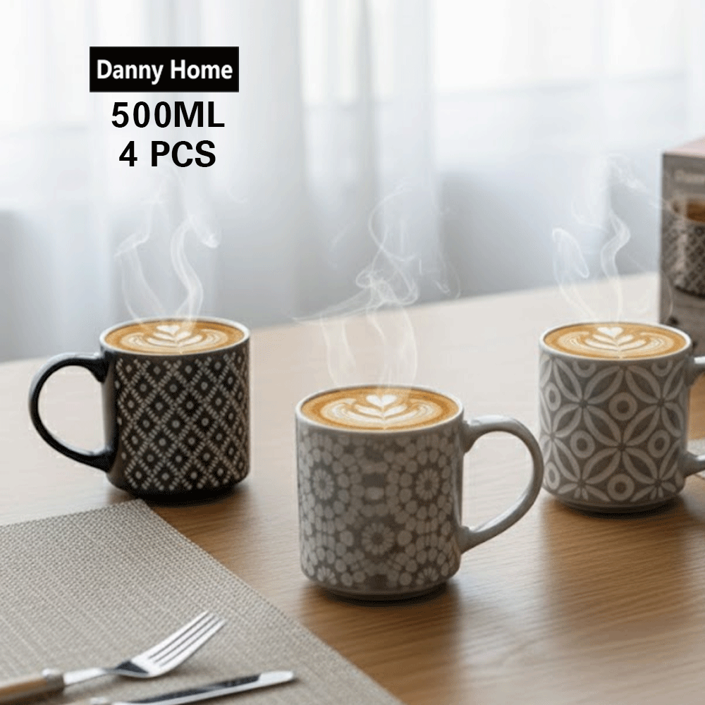 طقم أكواب بورسلين مطبوعة