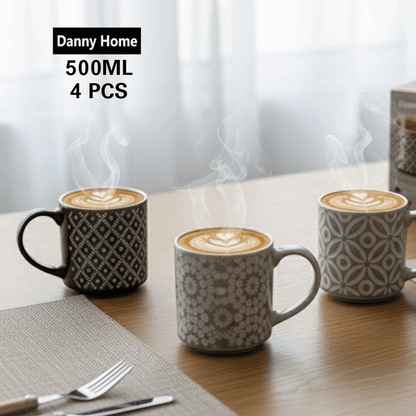 طقم أكواب بورسلين مطبوعة