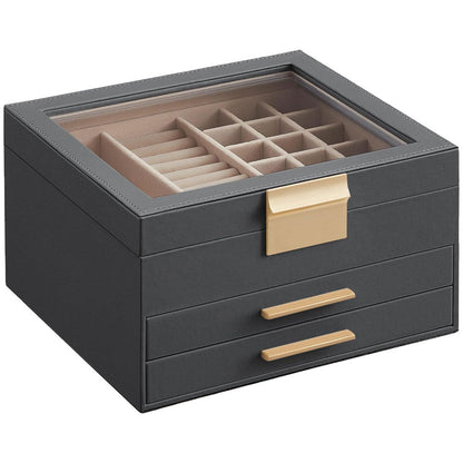 صندوق مجوهرات مع غطاء زجاجي