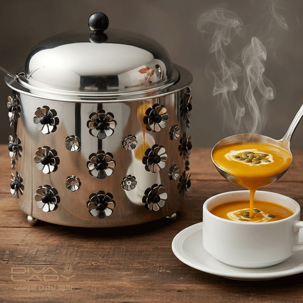 وعاء شوربة معدني بزخارف