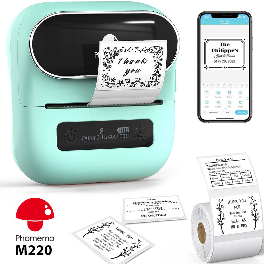 صانع ملصقات الطابعة Phomemo M220 3 بوصة / أخضر