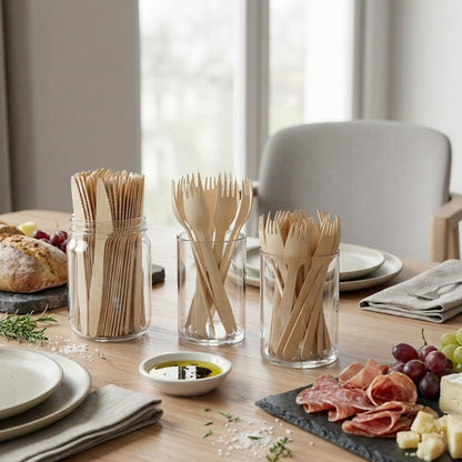 شوك خشبية للاستخدام مرة واحدة - 100 قطعة