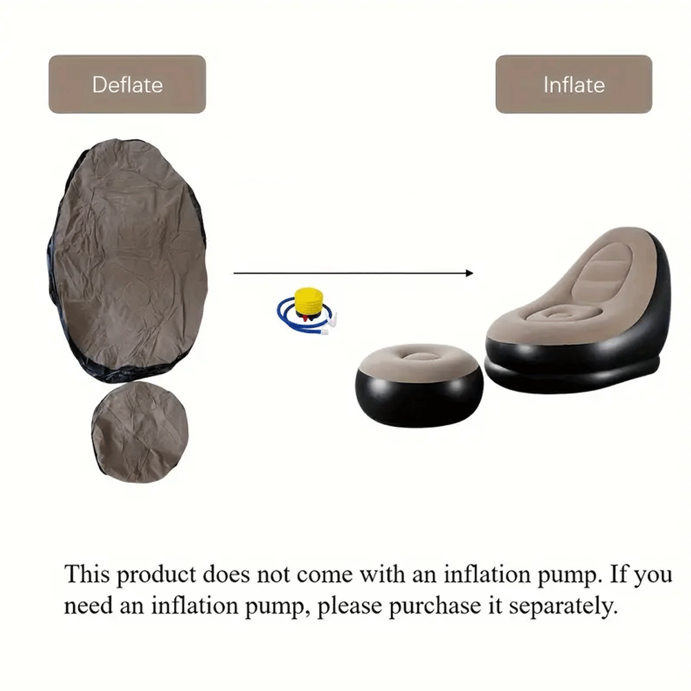 كرسي استرخاء مع وسادة قدم قابل للنفخ اليدوي