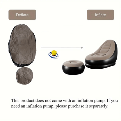كرسي استرخاء مع وسادة قدم قابل للنفخ اليدوي