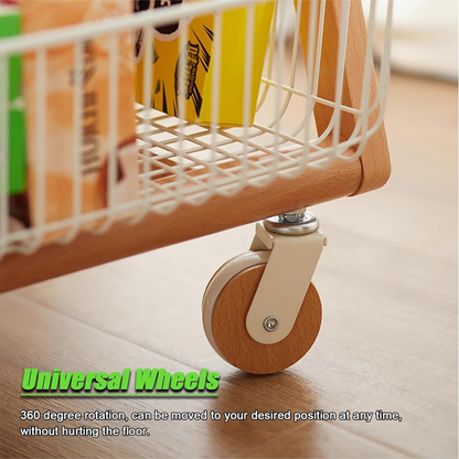 سلة تخزين خشبية بثلاثة أرفف