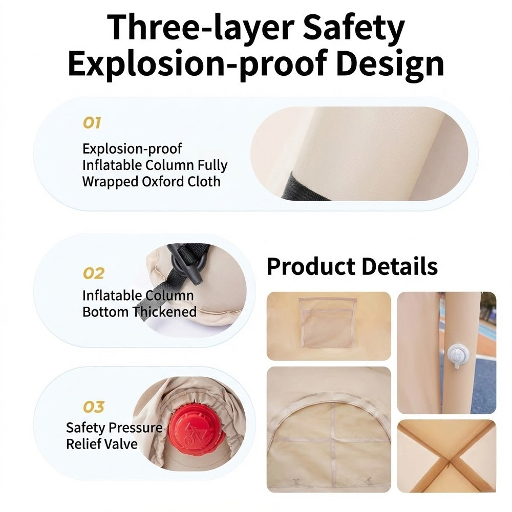 خيمة تخييم قابلة للنفخ تتسع من 1 إلى 3 أشخاص