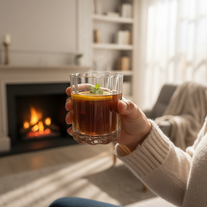 طقم أكواب زجاجية بسطح متعروج